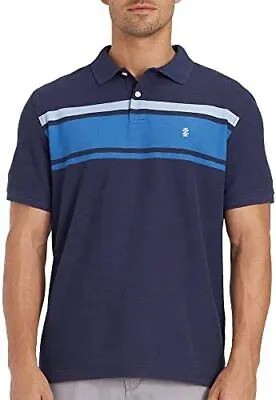 IZOD Мужская рубашка-поло с полосками на груди, X-Large, Темно-синий