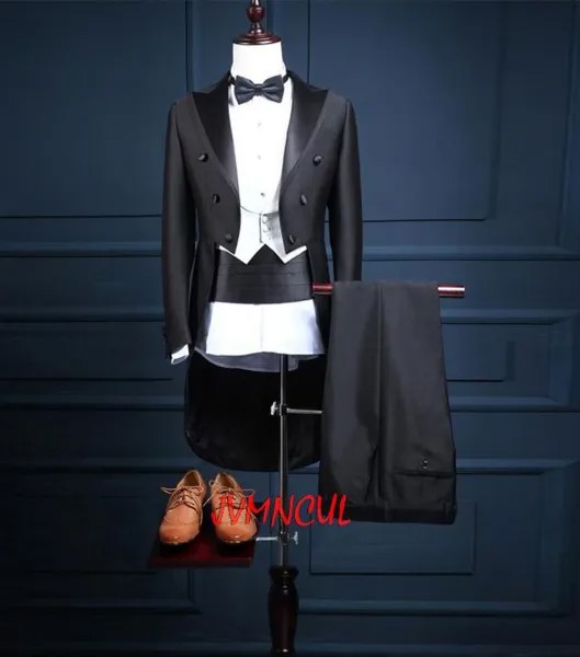 5 шт. (пиджак, брюки, жилет, галстук-бабочка и пояс) 2022 высококачественный мужской костюм, костюм из пиджака, мужские блейзеры, приталенный кос...