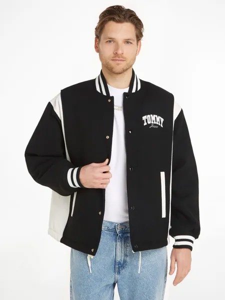 Университетская куртка-бомбер Tommy Jeans, черный/белый
