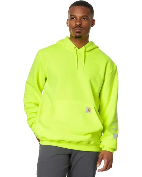 Толстовка Carhartt Midweight Signature Sleeve Logo Hooded, цвет Brite Lime