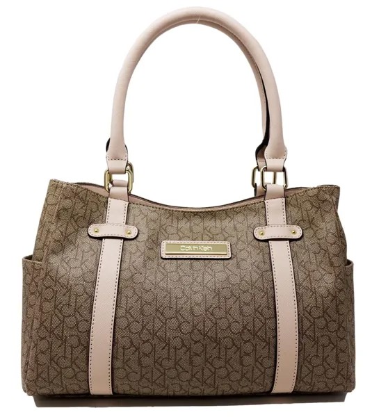 НОВИНКА, женская сумка-тоут Calvin Klein бежевого, коричневого, коричневого цвета с логотипом, сумочка-кошелек
