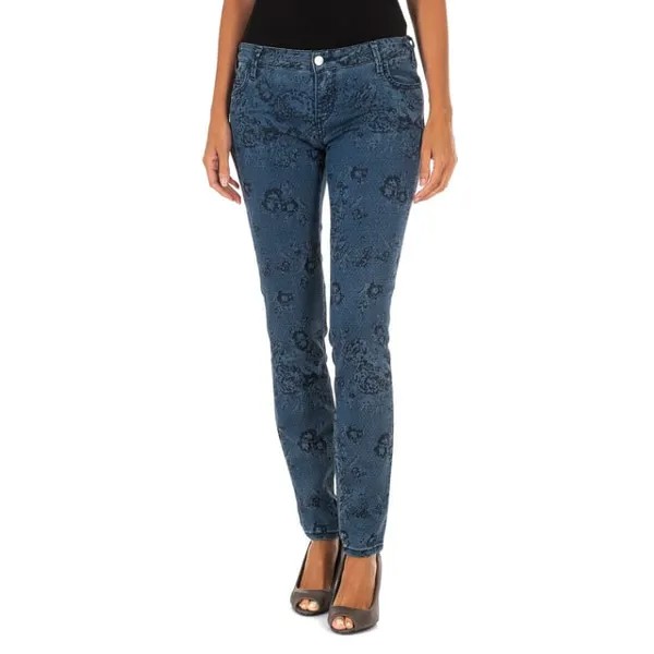 Длинные джинсовые брюки из эластичного принта с принтом 10db50210 женщина Met, синий