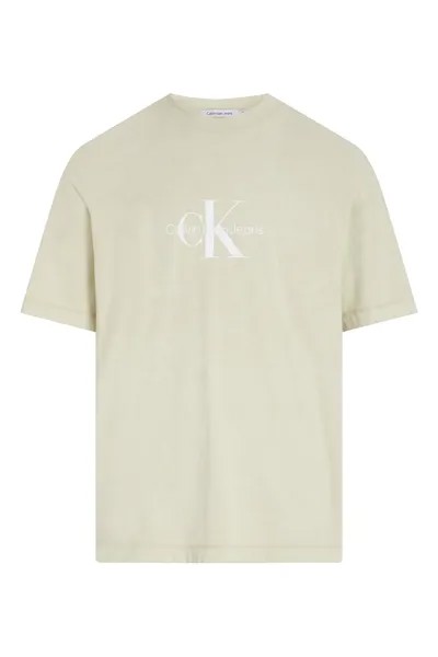 Хлопковая футболка свободного кроя Calvin Klein Jeans, бежевый