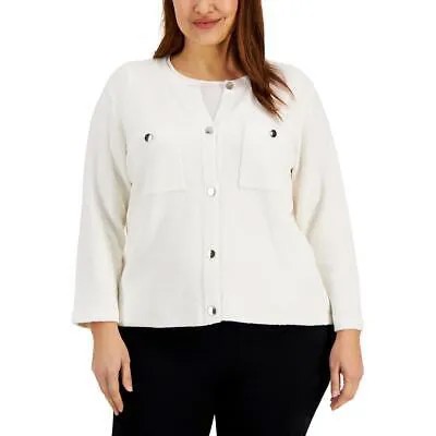 Anne Klein Женская белая куртка с карманами, кардиган, свитер, рубашка плюс 1X BHFO 9862