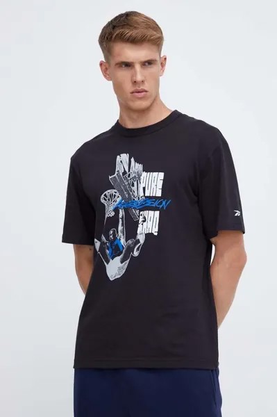 Баскетбольная хлопковая футболка Reebok Classic, черный