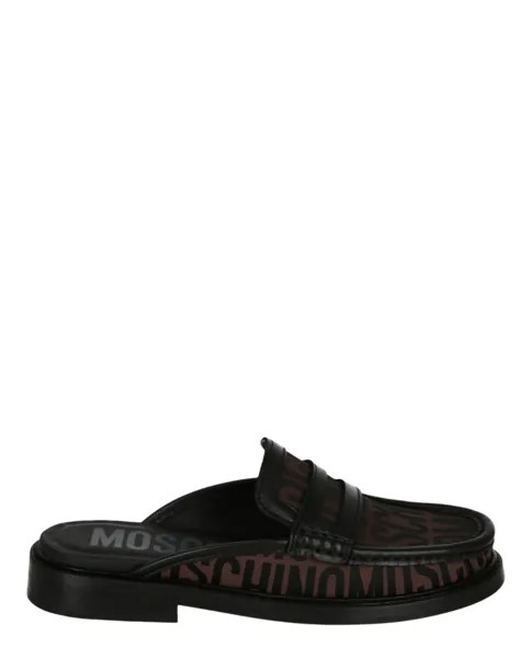 Жаккардовые лоферы с логотипом Moschino, коричневый