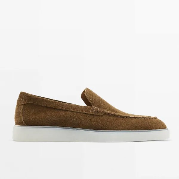 Мокасины Massimo Dutti Split Suede Translucent Sole, коричневый