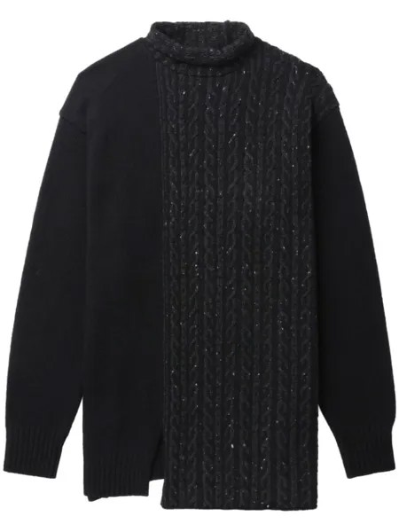 Yohji Yamamoto джемпер крупной вязки с высоким воротником, черный