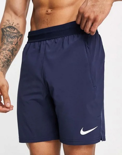 Темно-синие шорты длиной 8 дюймов Nike Pro Training Flex Vent Max Dri-FIT-Темно-синий