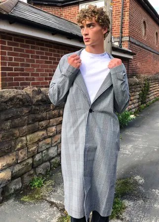 Легкая куртка в серую клетку ASOS DESIGN-Серый