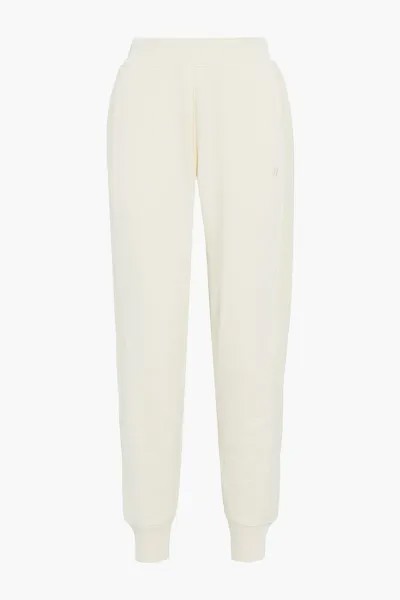 Спортивные брюки из французской хлопковой махры с трикотажными вставками в рубчик HELMUT LANG, слоновая кость