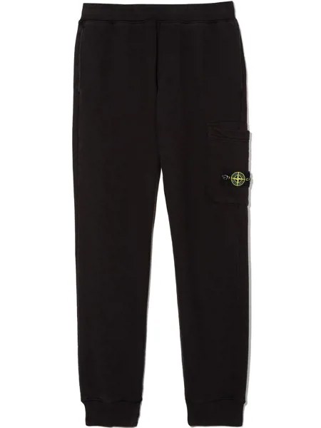 Stone Island Junior спортивные брюки с нашивкой-логотипом Compass