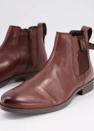 Коричневые ботинки челси из искусственной кожи с пряжкой Silver Street-Коричневый