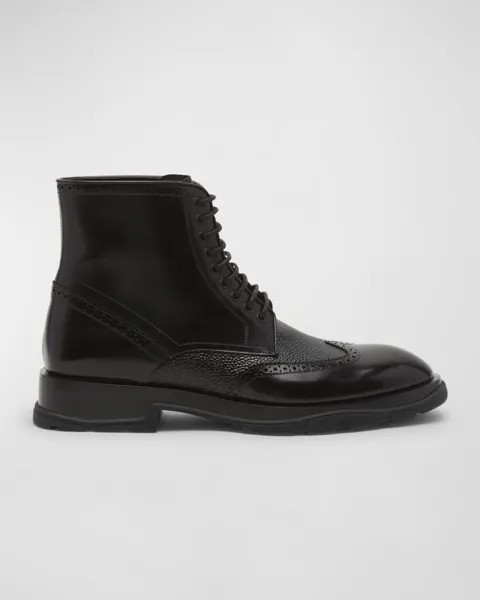 Мужские кожаные ботинки на шнуровке Wingtip Alexander McQueen