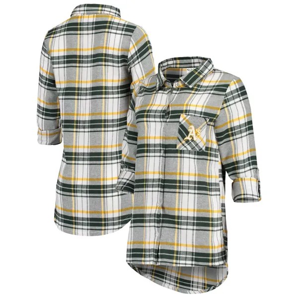 Женская фланелевая ночная рубашка Concepts Sport зеленого/золотого цвета Oakland Athletics Accolade