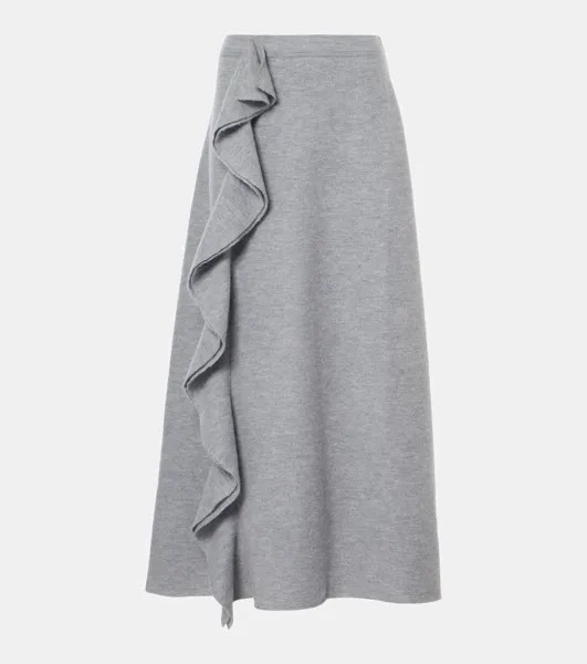 Юбка макси из шерстяного фетра с оборками Mireya Ulla Johnson, цвет heather grey