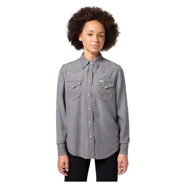 Рубашка с длинным рукавом Wrangler 112350288 Regular, серый