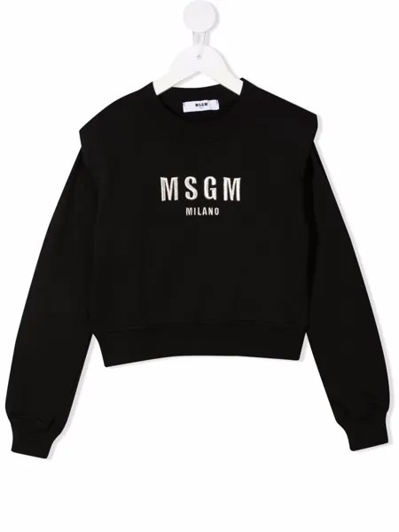 MSGM Kids толстовка с вышитым логотипом