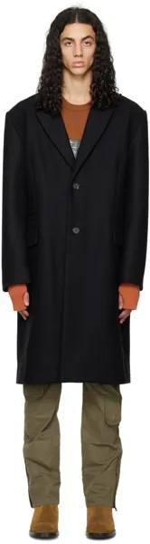 Черное приталенное пальто Helmut Lang