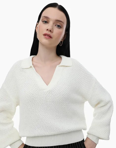 Пуловер женский Gloria Jeans GSW005860 белый XXS (36-38)