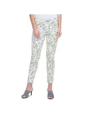 CALVIN KLEIN Женские белые узкие брюки с цветочным принтом Размер: 2