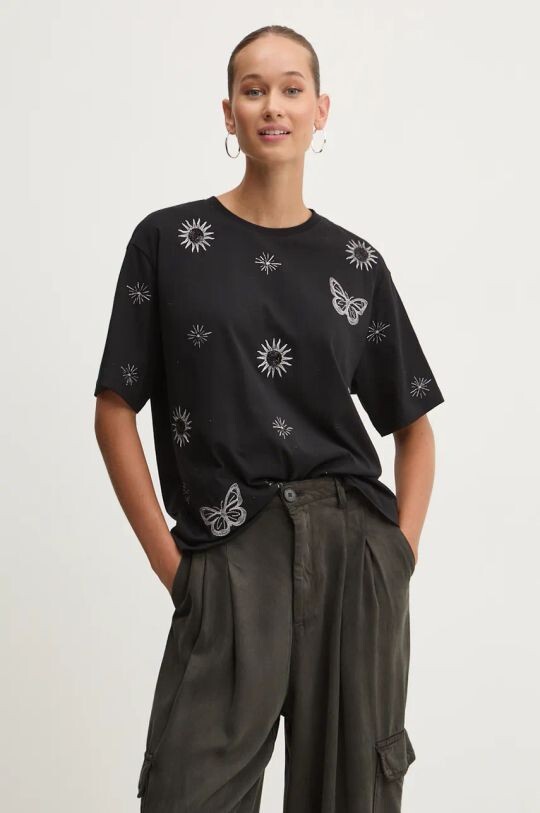Хлопковая футболка TAROT Desigual, черный