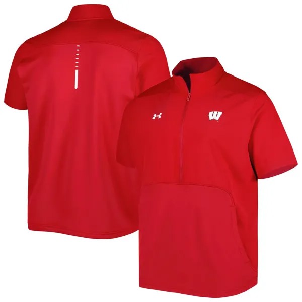 Мужская куртка Red Wisconsin Badgers Motivate 2.0 с полумолнией до половины Under Armour