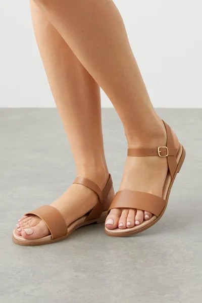 Сандалии Faye на плоской подошве с очень широким кроем Dorothy Perkins, коричневый