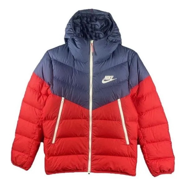Куртка спортивные с капюшоном пуховик Nike, синий