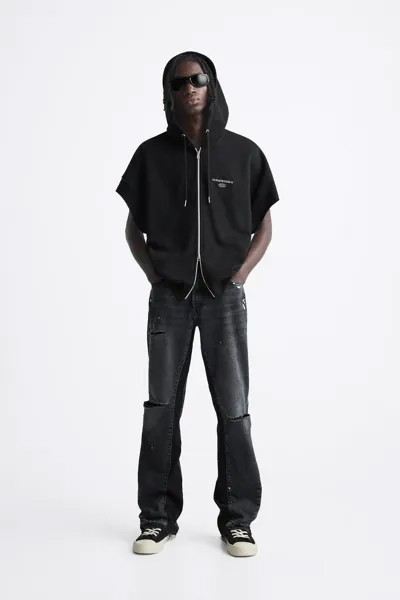Джинсы-класшетки, брызги краски Zara, черный