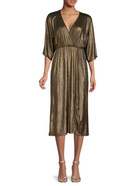 Платье миди Renee C. с эффектом металлик, черный/золотой