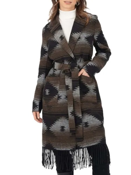 Пальто с бахромой и принтом навахо Frye, цвет Brown Multi
