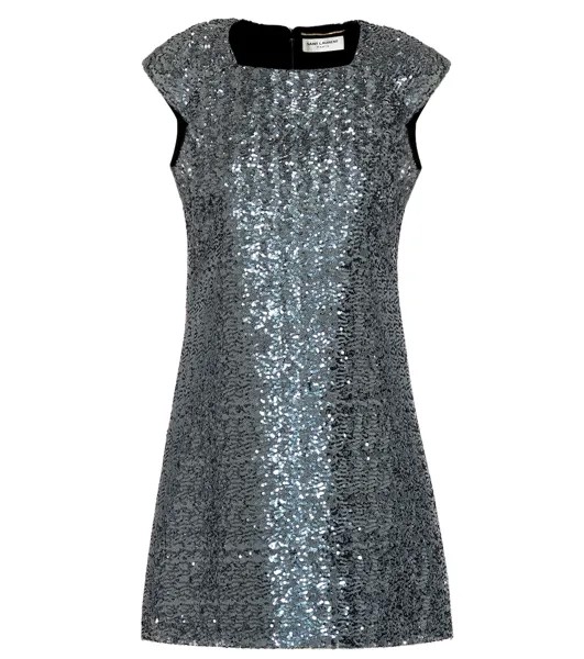 Мини-платье с пайетками SAINT LAURENT, серый