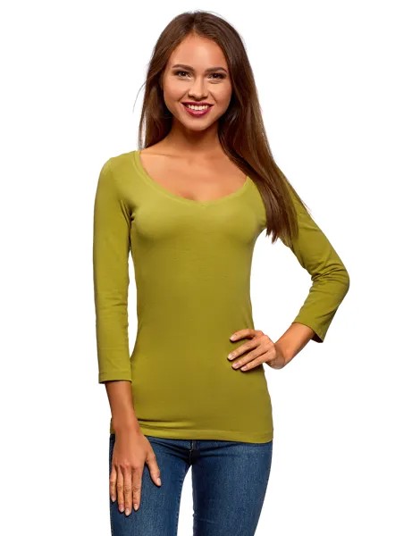 Лонгслив женский oodji 24211002T3 хаки M