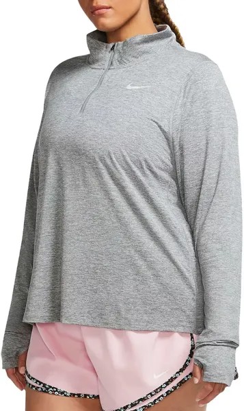 Женская рубашка Nike Element с длинным рукавом и молнией 1/2 (большие размеры)