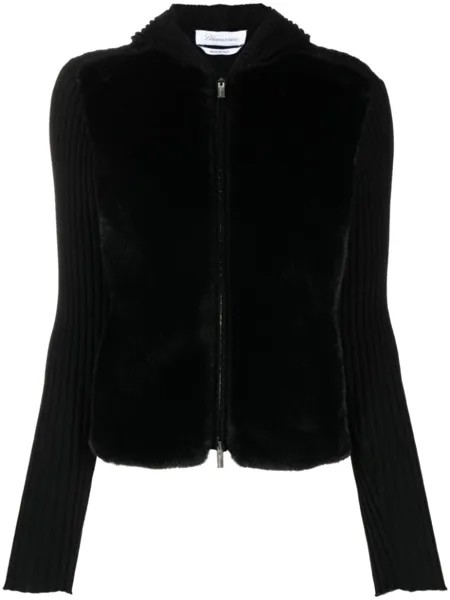 Blumarine кардиган со вставками и капюшоном, черный