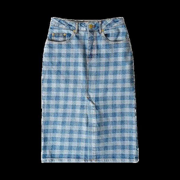 Юбка Ami Gingham Denim Jacquard Pencil 'Blue', синий