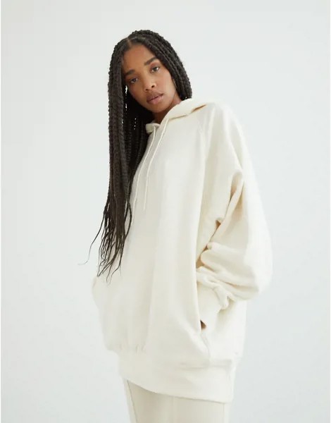 Oversized-худи цвета экрю Bershka-Белый