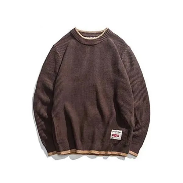 Вязаный свитер осень-зима мужской утепленный свитер с круглым вырезом Повседневный японский Свободный пуловер большого размера для мужчин
