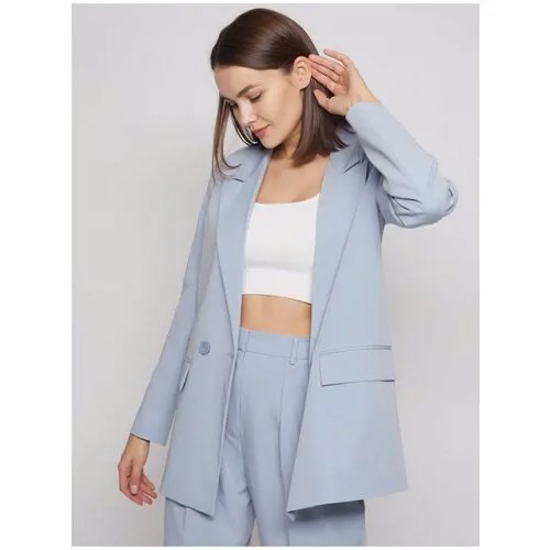Двубортный пиджак на пуговицах, цвет Светло-голубой, размер XS