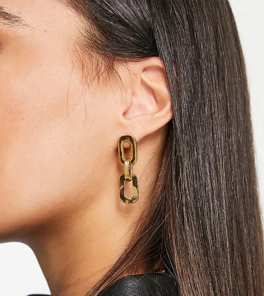 Серьги в форме цепочки с позолотой 14 карат ASOS DESIGN-Золотистый