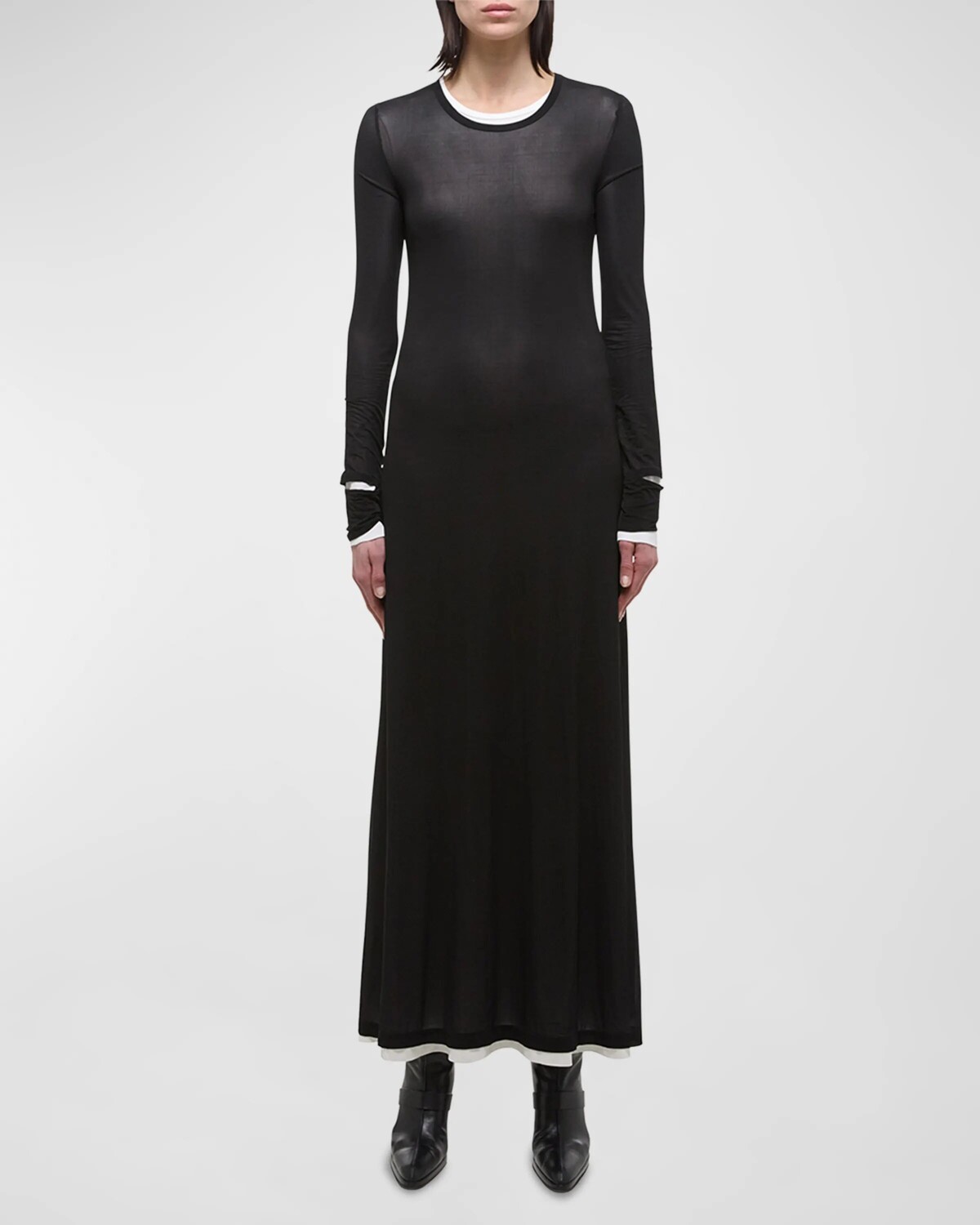 Двухслойное платье макси Helmut Lang, цвет Blk