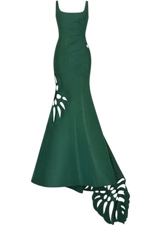 Oscar de la Renta вечернее шелковое платье с вышивкой