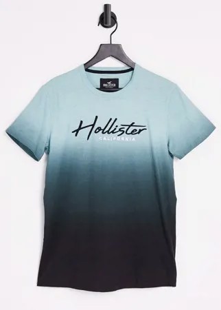 Мятная футболка с эффектом омбре и логотипом Hollister Core Tech-Зеленый цвет