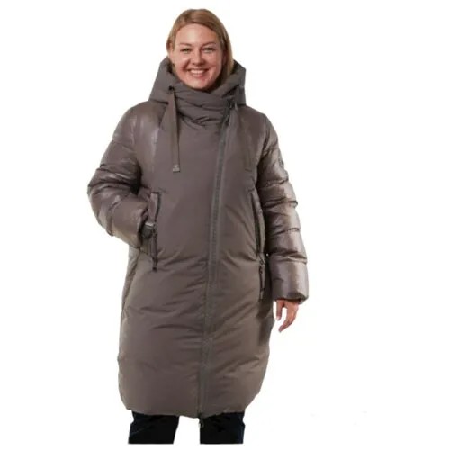 Куртка  Lora Duvetti зимняя, силуэт прямой, несъемный капюшон, ультралегкая, карманы, манжеты, ветрозащитная, капюшон, утепленная, стеганая, регулируемый капюшон, подкладка, водонепроницаемая, внутренний карман, воздухопроницаемая, размер 50, бежевый