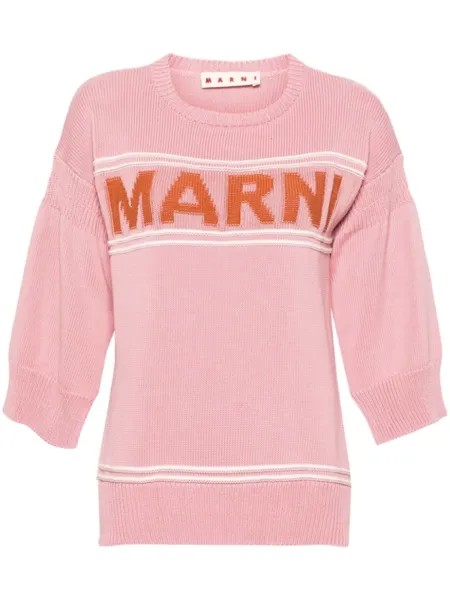 Marni джемпер с логотипом, розовый