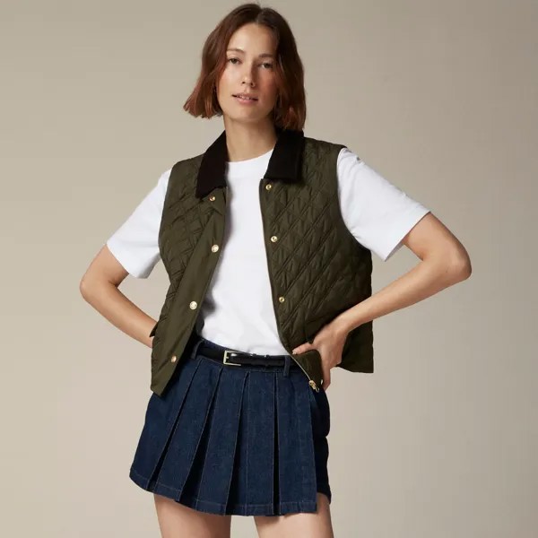 Стеганый жилет для амбара J.Crew, зеленый