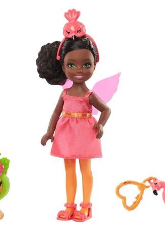 Кукла Barbie Челси с питомцем Фламинго, 14 см, GJW30