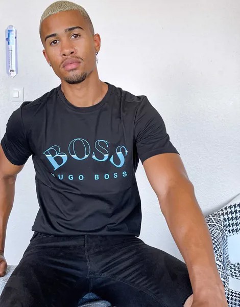 Черная футболка с логотипом BOSS Athleisure 1-Черный