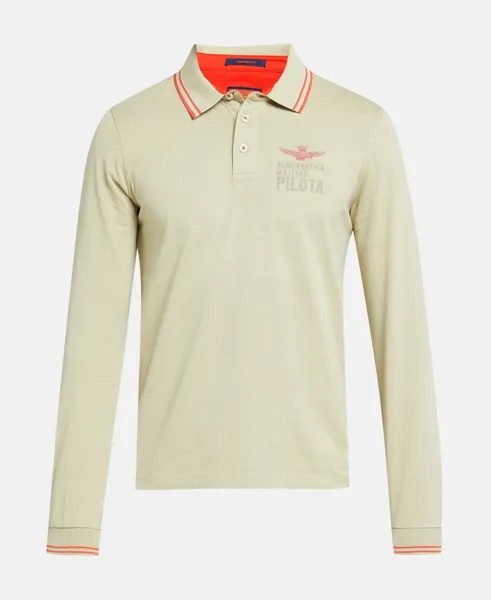 Рубашка-поло с длинными рукавами Aeronautica Militare, цвет Oatmeal